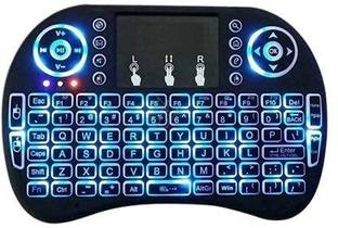 Viraan Mini Wireless Keyboard with Touchpad and Multimedia Keys for Android TV Box, Windows, Android & iOS Devices ( Black ) Led Light Buttons Wireless Standard Multi-device Keyboard