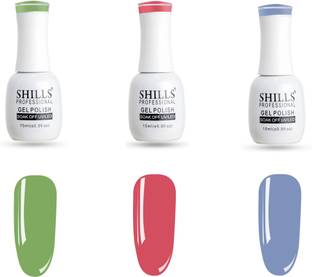 Shills Professional UV LED Soak Off Gel Polish ( Set Of 3 ) Olive, Bubblegum, Turquoise