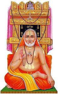 Giriram Photos Sri Raghavendra Swamy - Large Size (12" x 10" Inches) - Photo Wooden Cutout Religious Frame