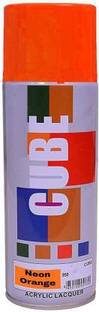 CUBE Aerosol Multi Purpose Neon Orange Spray Paint Matte Finish For Car, Bike, Art & Craft Work, 400ml Neon Orange Spray Paint 400 ml (Pack of 1) Orange Spray Paint 400 ml