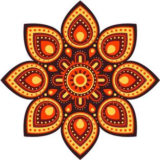 Aalam Designs 38 cm Rangoli Wall Sticker (PVC Vinyl, Color:- Multicolor) Self Adhesive Sticker