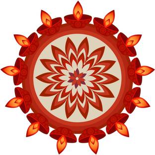 Aalam Designs 38 cm Rangoli Wall Sticker (PVC Vinyl, Color:- Multicolor) Self Adhesive Sticker