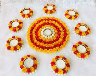 Sanvatsar Beautiful Light Candle with Wax for Diwali Decoration, Pongal Festival,Return Gift,Onam Festival Decoration,Marriage Return Gift Set of 9 Plastic 10 - Cup Tealight Holder Set