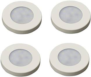 LUMINX 3 Watt Led Surface Panel Cabinet Wardrobe Light Slim Round Style Flush Mount Ceiling Lamp Pack of 4 (Warm White) Recessed Ceiling Light Ceiling Lamp