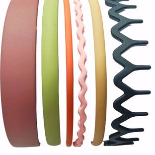 Myra Collection 6 Pcs Zig Zag Matte Hair Bands Woven Pattern Hair Bands for Women Head Band