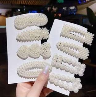 Myra Collection 8 Piece Korean Style Pearl Large Hair Clips Pins Barrette Hair for Women Tic Tac Clip