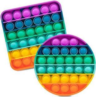 WHITE POPCORN Push Bubble Fidget Sensory Toy, Fidget Toys for Kids Adults, Fidget Popper Stress Reliever Toys for Autism ADHD Special Needs, a Quiet One Side and a Loud Another Side to Pop( PACK OF 2)