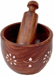 HomEnrich Wooden Mortar and Pestle | Grinder for Herbs, Spices and Kitchen Usage Wood Masher
