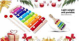 Kishore collection ECO Friendly Wooden Xylophone,8Node and 5Node Combo | Kids First Musical Sound Instrument Toys Different Sound Making (Multicolor)