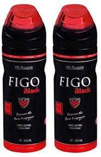 Al-Nuaim FIGO BLACK Long Lasting Perfumed Spray 200 ml Free From Alcohol Pack of-2 Perfume  -  400 ml