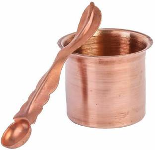 NAVYAKSH - Copper Panchpatra - Glass and Spoon, Jal Patra, Achamani Pali, Uthirani, Copper Kalash