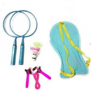 livo Badminton Rackets Set With Cartoon Jump rope and 3 Shuttle Multicolor Unstrung Badminton Racquet
