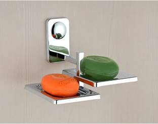 SKYLIFE Customers 1st Choice Square Shape Double Soap Holder Stand,Soap Case,Soap Dish for Bathroom-Pack of 1(Silver)