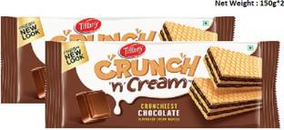 Tiffany Crunch n Cream Wafer - Chocolate Flavour - 150 g (Pack of 2)(Imported) Waffles