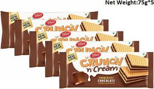 Tiffany Crunch n Cream Wafer - Chocolate Flavour - 75 g (Pack of 5)(Imported) Waffles