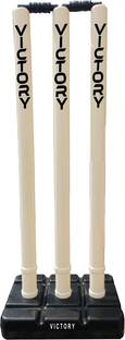 VICTORY Heavy Cricket Wickets , Cricket Stump Set - 3 Stumps + 2 Bails + 1 Stand