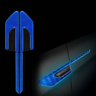 XZRTZ 2Pcs/Set Car Reflective Stickers Safety Warning Tape Car Bumper Reflective Strips Secure Reflector Stickers Decals Car Styling Car Reflective Warning (Color : Blue) Car Beading Roll For Bumper, Door, Grill and Garnish Cover, Trunk, Window, Window Sill