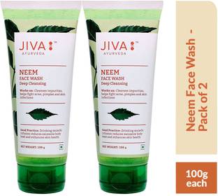जीवा आयुर्वेदा Neem Face Wash - Prevents Pimples, Breakouts, Oily Skin, Dull Skin and Clogged Pores - 100 g Each - Pack Of 2 फेस वॉश