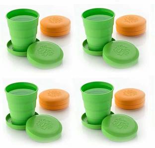 DHARMISHO (Pack of 4) (Pack of 4) Plastic Collapsible Magic Cup Mug Glass for Travel Outdoors Hiking Glass (pack of-4 Glass Set (300 ml, Plastic) Glass Water/Juice Glass