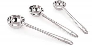 Strobine 3 Steel Kadchi, Spoons, Steel Chamcha, Ladles, Serving Kadchi Cooking Spoons Set Kitchen Tool Set