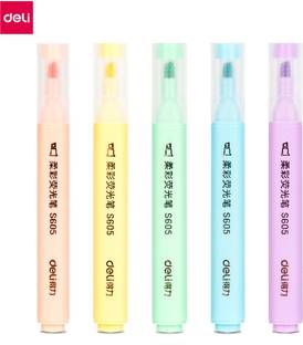Deli 4 Bright Color Marker Highlighter Pen, Low Odor, Non-Toxic, Dry Fast, Chisel Tip: 1-4mm, Highlighter for Students, Aspirants, Artist, Textliner Office Assorted Highlighter