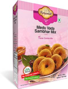 Karamat Medu Vada Sambar Mix (Veg, 400g. Mix, Upto 4* Servings), MYO, Ready to Cook, Sambhar Mix + Coconut Chutney Mix, Pantry Items, No Preservatives and Artificial Colours 400 g