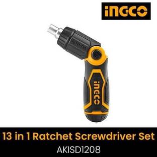 INGCO 13 IN 1 RATCHET TYPE SCREWDRIVER SET (AKISD1208) Ingco Screwdriver Bit Set