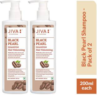 JIVA AYURVEDA Black Pearl Shampoo - Increases Hair Volume - 200 ml Each - Pack of 2