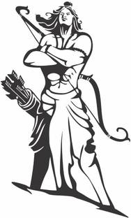 Jump up 28 cm Ram Bhagwan black wall sticker Self Adhesive Sticker