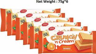 Tiffany Crunch n Cream Wafer - Orange Flavour 75g( Pack of 6 )(Imported) Waffles