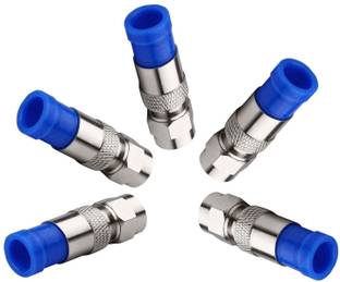 TAAPSEE RG6 F Type Connector Coax Compression Fitting Coaxial Straight Antenna Cable Adapter, Pack of 5 F-CONNECTOR RG6 Wire Connector