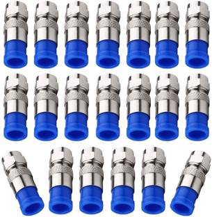 TAAPSEE RG6 F Type Connector Coax Compression Fitting Coaxial Straight Antenna Cable Adapter, Pack of 20 F-CONNECTOR RG6 Wire Connector