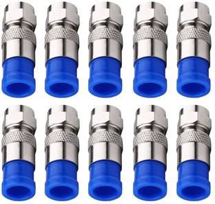 TAAPSEE RG6 F Type Connector Coax Compression Fitting Coaxial Straight Antenna Cable Adapter, Pack of 10 F-CONNECTOR RG6 Wire Connector