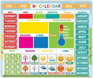 Nourish Magnetic Calendar | Weather Station for Kids | Moods and Emotions | Preschool Learning Toys | Classroom Calendar Set | Hanging 1 Wall Calendar