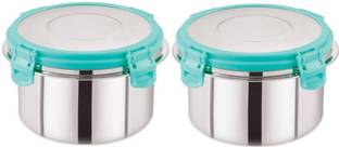 di select Click and Seal Lock Fusion Stainless Steel Storage Air Tight Container - Blue Or Pink (350 ML)  - 350 स्टील ग्रोसरी कंटेनर
