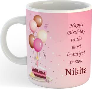 SAHU KRAFT Gifts Happy Birthday Nikita Name Printed Coffee , Nikita , Best Gift For Friends , Lovers , Sister , Wife , Daughter Name Ceramic Coffee Mug