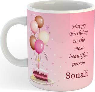 SAHU KRAFT Gifts Happy Birthday Sonali Name Printed Coffee , Sonali , Best Gift For Friends , Lovers , Sister , Wife , Daughter Name Ceramic Coffee Mug