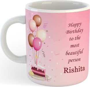 SAHU KRAFT Gifts Happy Birthday Rishita Name Printed Coffee , Rishita , Best Gift For Friends , Lovers , Sister , Wife , Daughter Name Ceramic Coffee Mug
