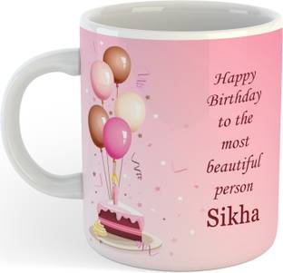 SAHU KRAFT Gifts Happy Birthday Sikha Name Printed Coffee , Sikha , Best Gift For Friends , Lovers , Sister , Wife , Daughter Name Ceramic Coffee Mug