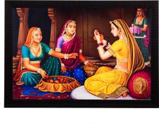 eCraftIndia Women chit-chat Satin Matt Textured UV Art Canvas 11 inch x 14 inch Painting