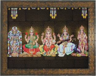 इंडियानारा DIWALI PUJAN (1648) डिजिटल रीप्रिंट 13 inch x 10.6 inch पेंटिंग