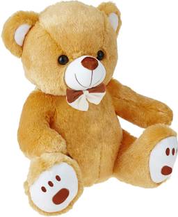 Webby Plush Cute Sitting Teddy Bear Soft Toys with Neck Bow and Foot Print  - 35 cm