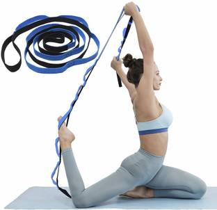 Manogyam 100% Organic Cotton Eco Friendly Cotton Yoga Mat Stretch Strap with Loops Nylon Yoga Strap