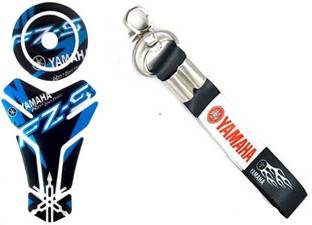 Golden Lion Yamaha FZ-S Racing Bike Tank Pad and Fuel Cap Combo Vinyl Sticker Bike Tank Pad sky blue with key chain Bike Tank Pad