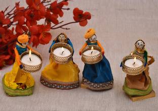 THE CLICK INDIA Tealight Candle Holder/Tealight Candle/Candle Holders for Home Decor, Diwali Gift, Candle Diya, Candle for Birthday, Diwali, Festival Decoration 3.5 Hour Burning Time Puppet Tealight Candle Pack of 4 pcs (multicolor) Candle