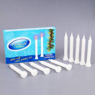 Parkash Candles Plain White Stand Candle (10 Candles) ( 5 hrs+) Candle