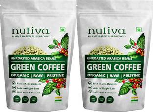 Nutiva Twin Pack of Green Coffee Beans - 250 Gram Each | For Immunity Building and Weight Loss | Premium Grade 100% Unroasted Arabica Green Coffee Beans
