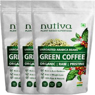 Nutiva Combo of 3 Green Coffee Beans - 300 Gram Each | For Immunity Building and Weight Loss | Premium Grade 100% Unroasted Arabica Green Coffee Beans