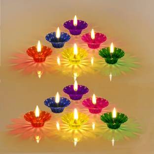 Craftam Transparent Floating Hard Plastic Diya For Home Decor, Diwali Decoration Gifts Plastic (Pack of 24) Table Diya Set