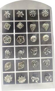 S Mark Smark Grand looking alloy black metal earring for women and girls (12pair)(24pcz) Alloy Stud Earring